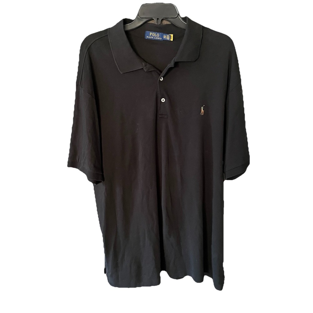 Mens POLO RALPH LAUREN 1XB Black Short Sleeve Cotton Polo Shirt Big & Tall